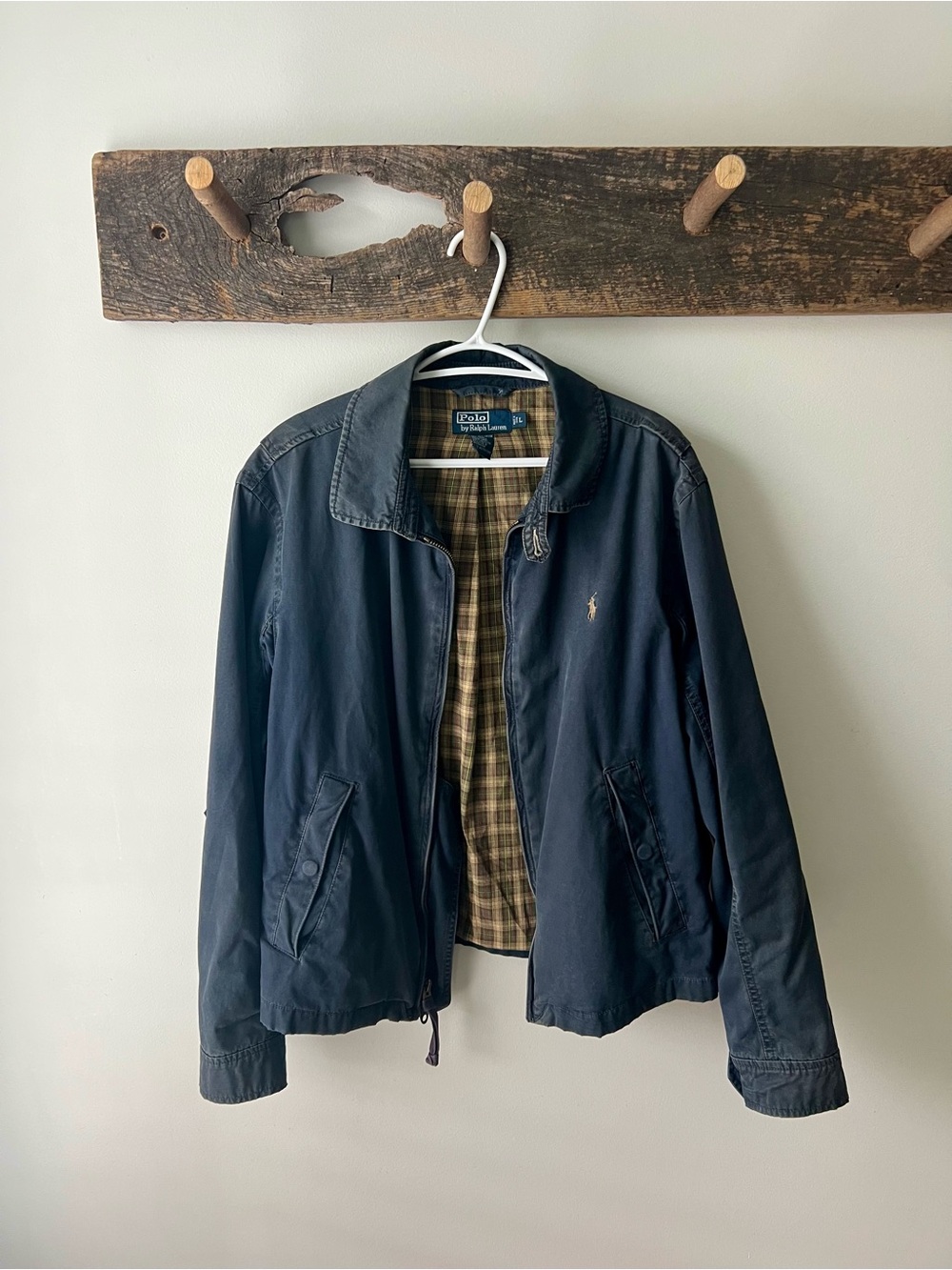 Ralph Lauren Navy Lightweight Harrington Jacket with Plaid Lining